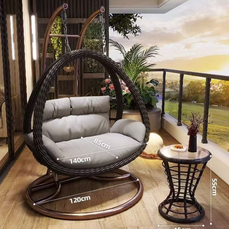 Lazy hammock hanging basket rattan chair for home cradle chair indoor balcony hanging chair courtyard bird's nest hanging plant double swing