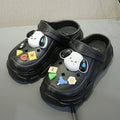 2025 summer new women's clogs - cute cartoon print, closed-toe, chunky sole, girly beach sandals