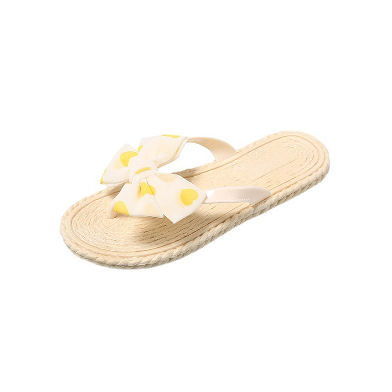 Women's summer fashion flip-flops: outdoor wear, bow detail, indoor slippers, beach sandals, non-slip thong sandals
