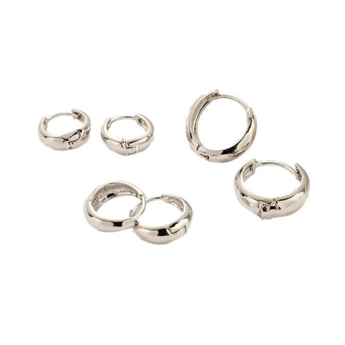 Silver arc stud earrings - unique korean style, high-end, trendy, minimalist metal earrings for women