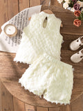 summer cross-border girls' french chic luxury style wavy mesh design fashion two-piece skirt set