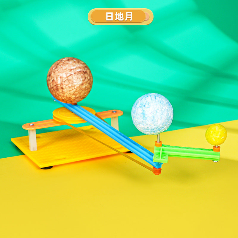 Sun, Earth and Moon Three-globe Instrument Plastic Technology Small Production Children's Pupil Small Invention Science Experiment Teaching Aids Material Package