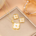 [titanium steel] cross-border popular accessible luxury simple white shell four-leaf clover necklace for women, high-end fashion clavicle chain accessories
