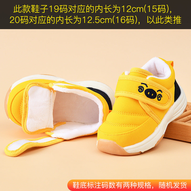 Baby walking shoes for girls, sizes 0-1 to 1-3 years, infant shoes, toddler autumn/winter soft sole, fleece-lined and thickened, cotton shoes for boys