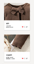 girl skirt suit brown pit stripes corduroy outwearpatchwork vest bows cute kids skirt