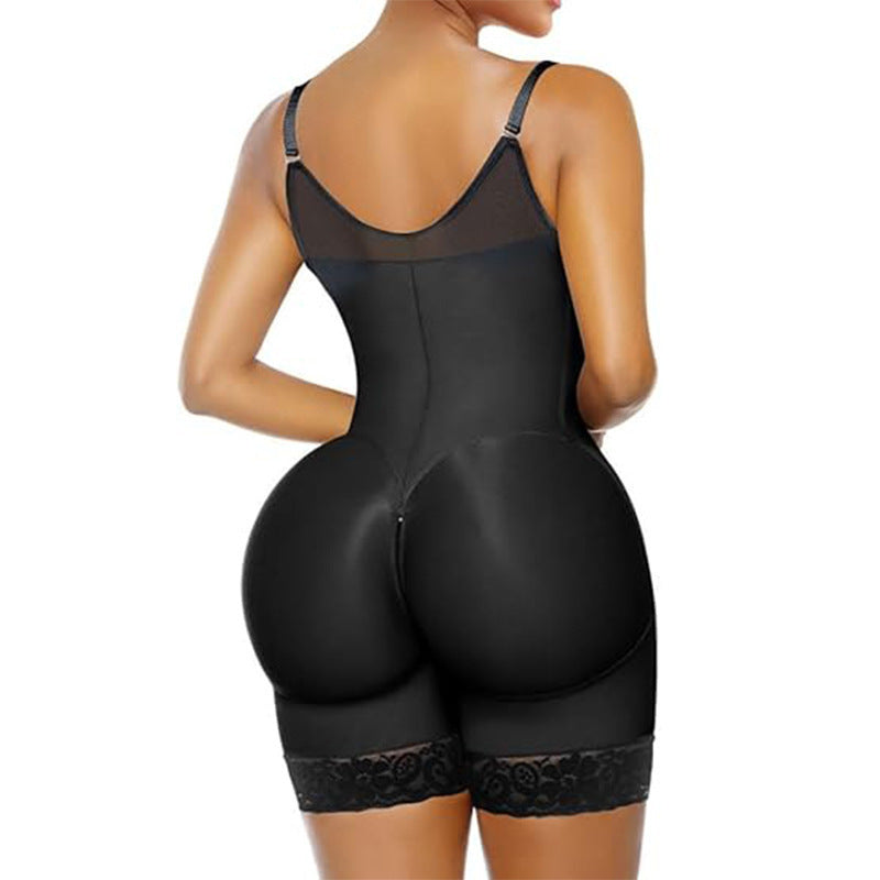 European and american plus size shapewear bodysuit - full coverage, zipper crotch, tummy control, butt lift, slimming corset