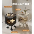 Cute cream style bedside table with lamp for home bedroom bedside side cabinet storage shelf small coffee table casual side table