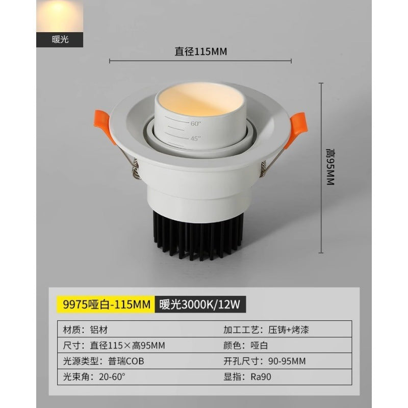 Focusing spotlights Embedded headless lighting Elephant trunk lights Home living room downlights Adjustable angle aisle lights 1