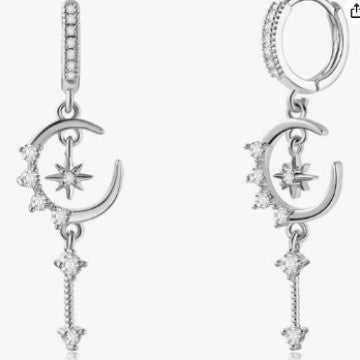 Korean sweet & spicy girly micro-pave zircon star, moon & flower stud earrings - dainty & minimalist jewelry