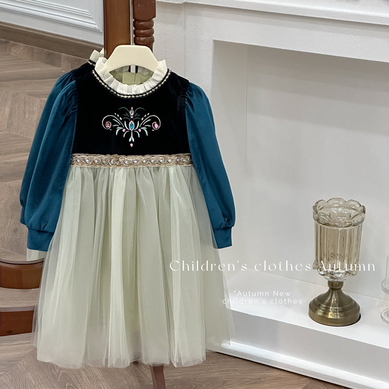 Girls' dress  spring new style chic baby girl birthday dress frozen queen anna princess dress