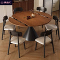 Vintage-inspired, upscale, extendable, foldable solid wood round table with a rotating turntable – a luxurious dining table and chairs set for your home