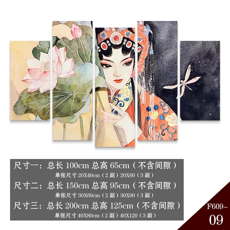 Guochaofeng wall decoration painting Hot pot restaurant hotel box background wall mural Peking Opera Huadan face painting