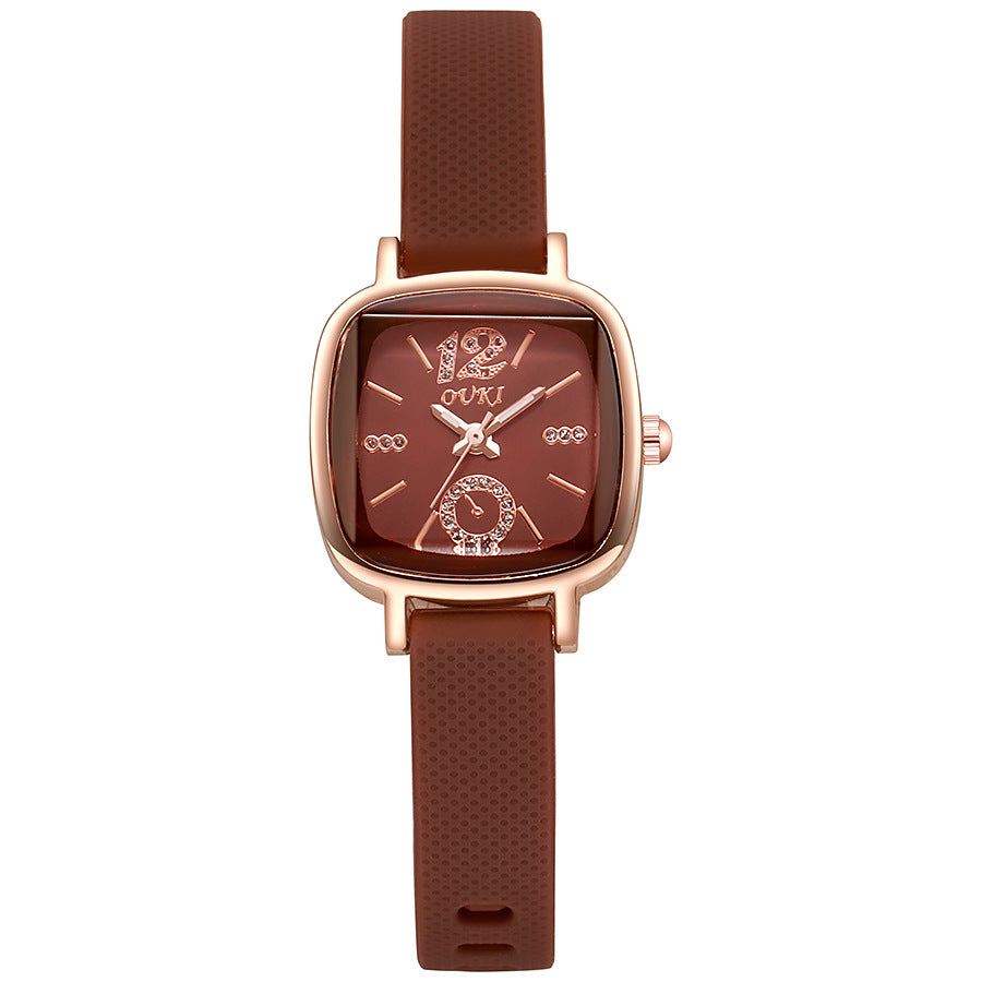 Ouki new tiktok cross-border high-value in-stock square watch silicone strap student watch women's watch wholesale
