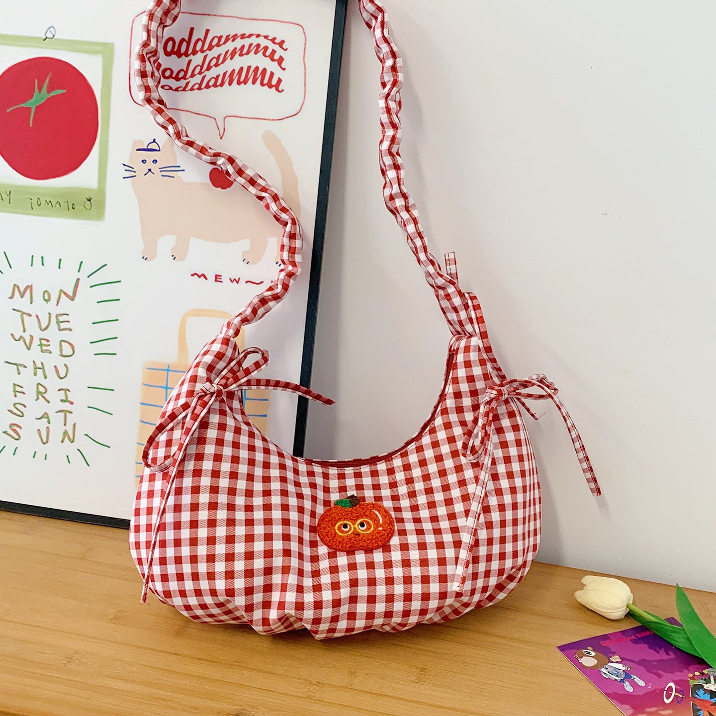 Cross-border ballet style sub-bow bag women's 2025 new casual lazy style canvas bag portable shoulder bag