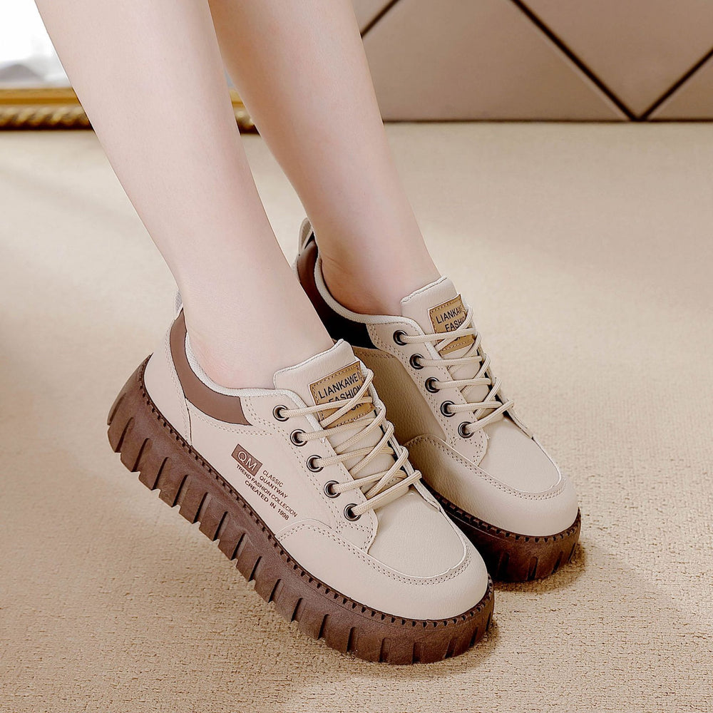 export leather platform sneakers - women's white sneakers for students, new autumn 2025 collection, versatile athletic casual shoes
