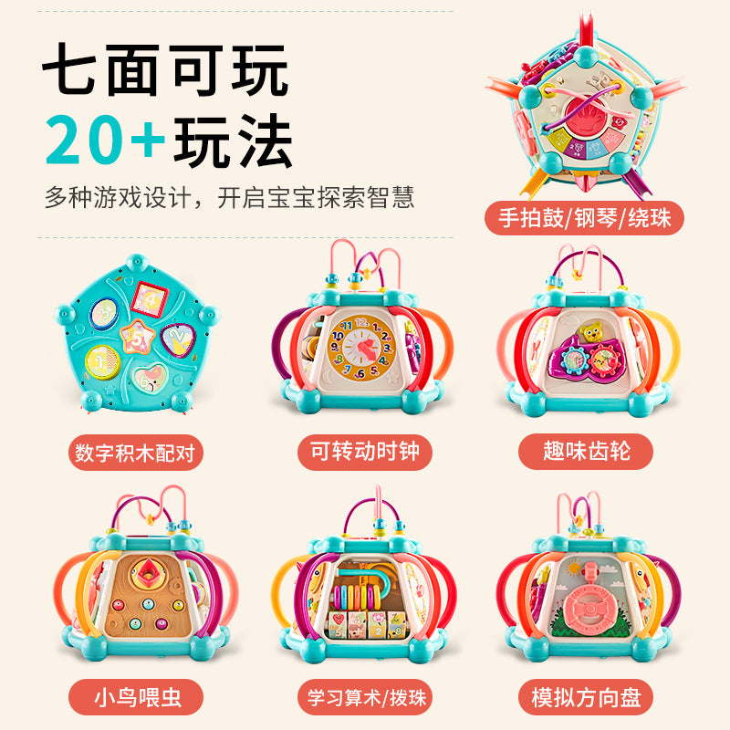 Baby multifunctional nine-sided hand drum toy - educational early learning musical drum for infants and toddlers - perfect birthday gift