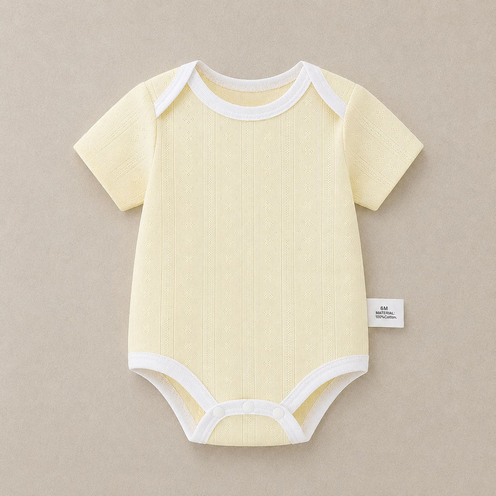 Baby romper - 100% cotton, lightweight summer style - newborn bodysuit, short-sleeve onesie, open-back design for summer