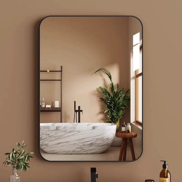 Bathroom mirror wall-mounted toilet non-punching makeup mirror toilet comb makeup table wall-mounted aluminum alloy frame