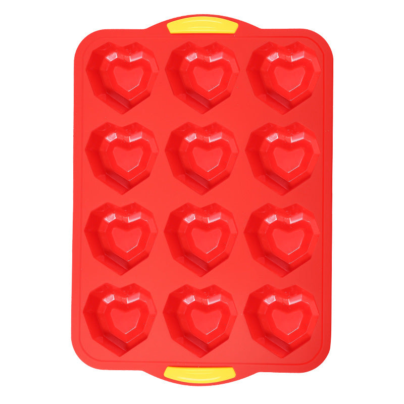 12-cavity heart-shaped non-stick baking pan - perfect for bread, heart-shaped puddings, jellies, chocolate cakes, and more!