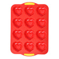 12-cavity heart-shaped non-stick baking pan - perfect for bread, heart-shaped puddings, jellies, chocolate cakes, and more!