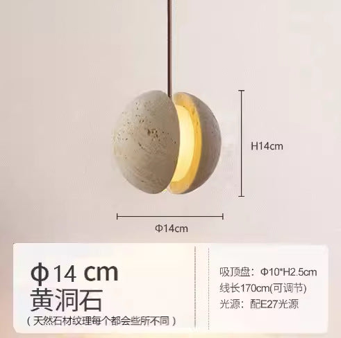Wabi sand wind bedside small chandelier modern simple single head decoration creative personality atmosphere Zhongshan lamps yellow cave stone