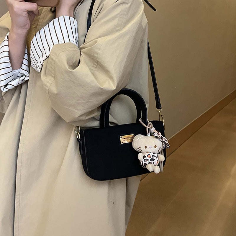 Frosted box bag, hand carry small bag, women's 2025 new autumn and winter retro suede messenger bag, mobile phone bag.