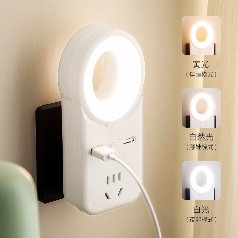 Smart voice-activated socket night light - sound control sensor lamp, perfect for student dorms, soft light sleep aid, home bedside lamp