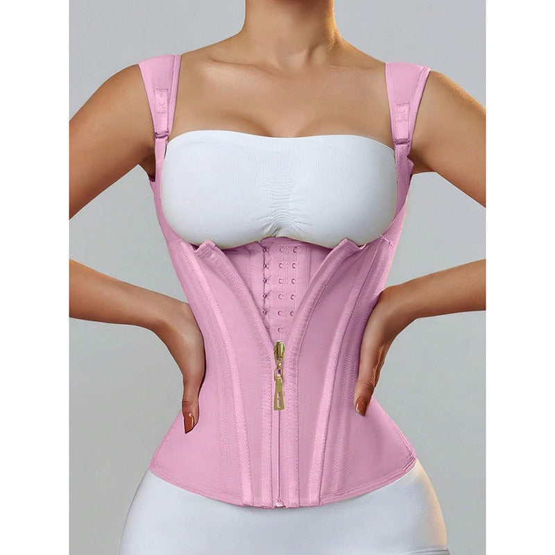 European and american cross-border hot-selling products, direct from the manufacturer: 15 fishbone zipper, double-breasted, double-layered compression shapewear tank top with latex tummy control