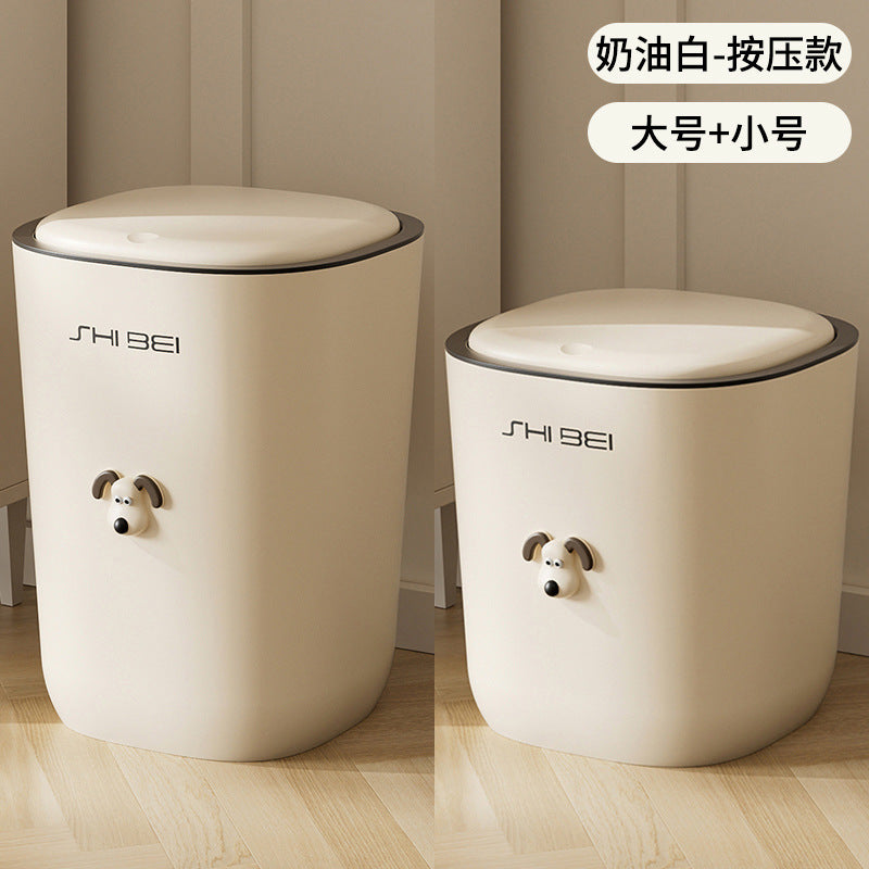 Trash can for homecute high-looking bucket bedroom cream style creative sanitary bucket living room pressure ring with lid push-type