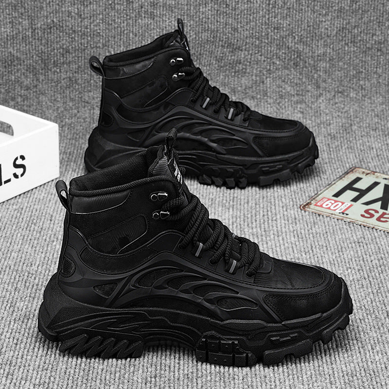 Men's martin boots: breathable, high-top, british-inspired retro work boots for autumn. ideal for outdoor hiking, desert exploration, and tactical operations. also known as "big yellow boots."