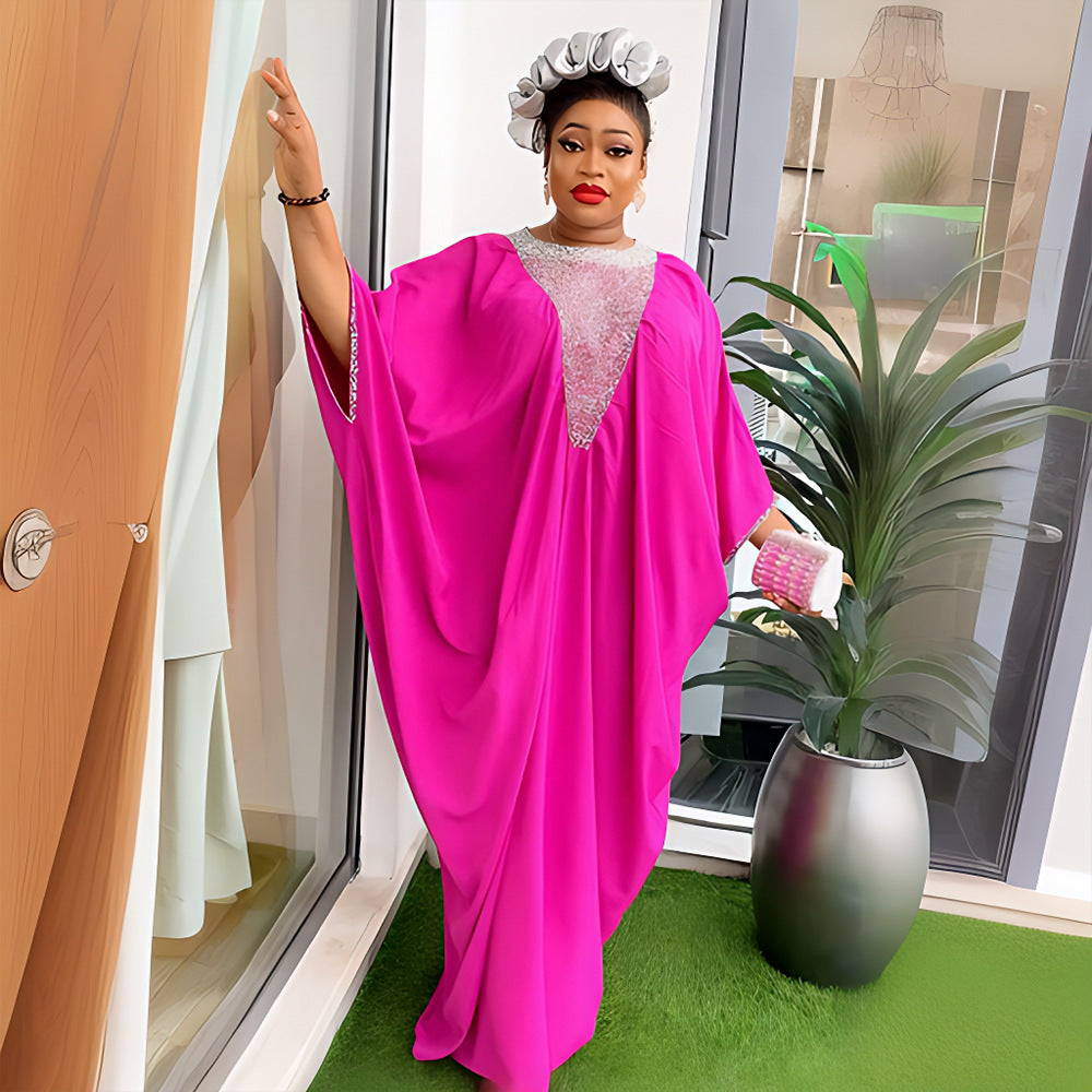 African export hot diamond plus size women's export hot diamond fake v neck skirt  fat dress