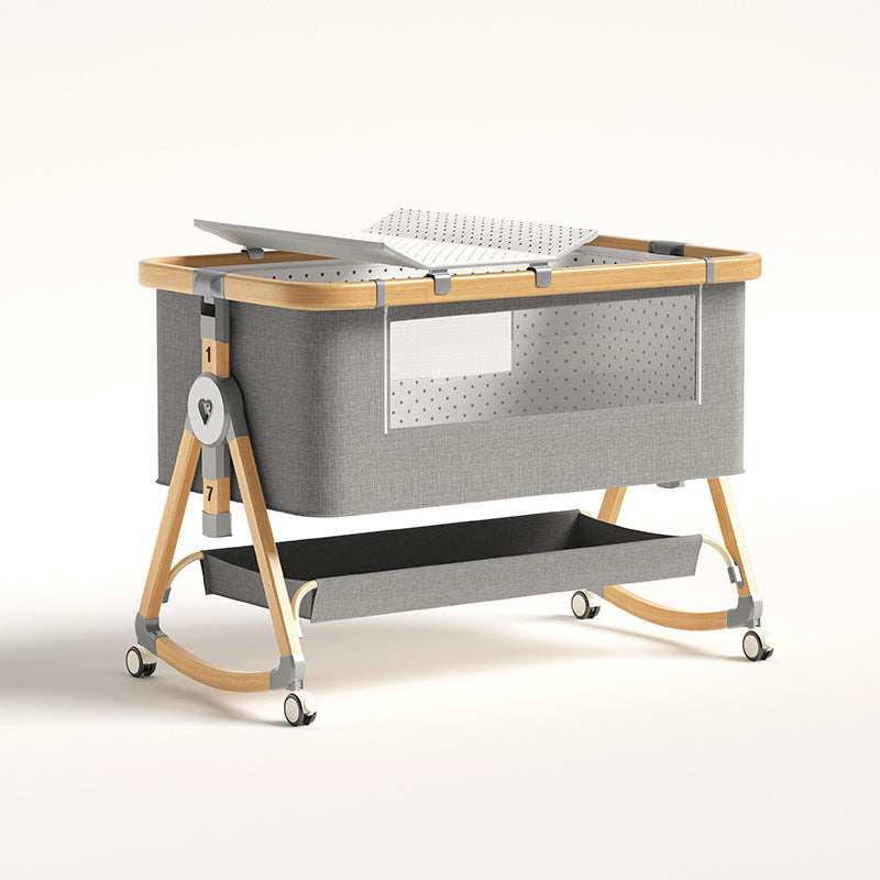 Foldable movable adjustable height crib newborn portable baby bed patchwork bed multifunctional baby bed