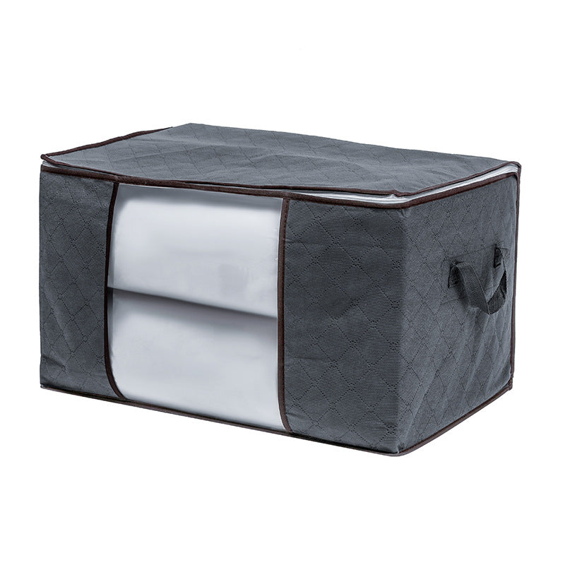 Cross-border large-capacity clothes storage bag foldable quilt storage bag transparent window thickened non-woven storage box