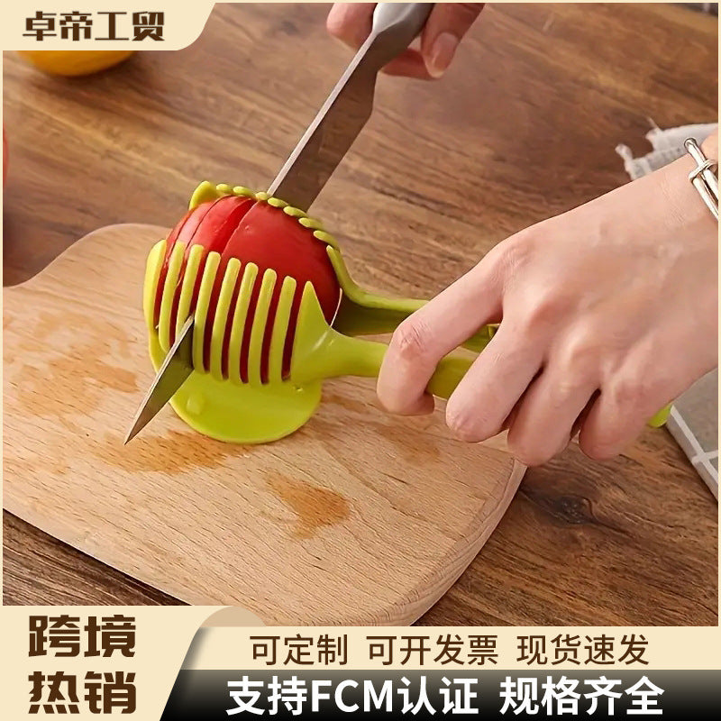 Handheld lemon & tomato slicer - tomato & potato round divider clip - kitchen fruit & vegetable processor