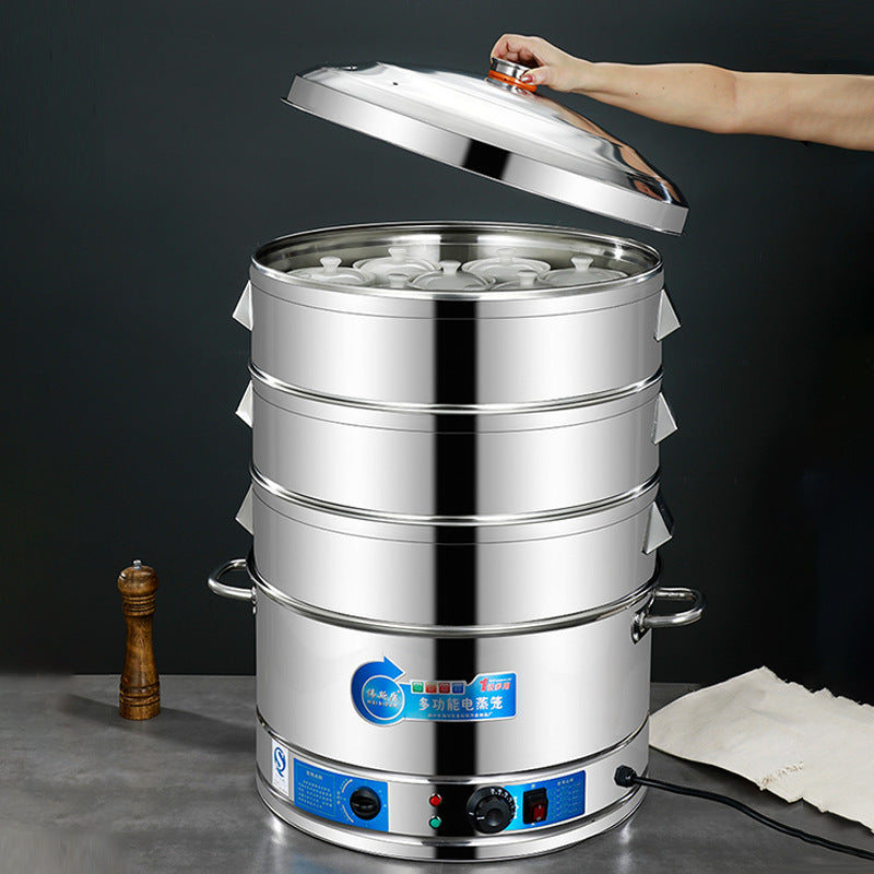 Heightened and thickened stainless steel electric steamer, three-layer electric steamer, multi-functional for home steamer, all-in-one electric steamer, commercial steamer
