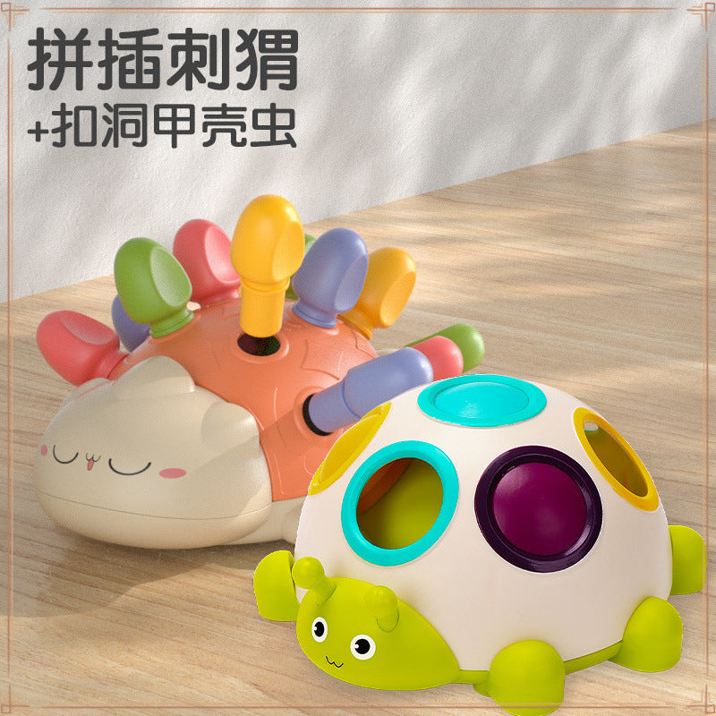 Hedgehog assembly hole pulling nails 6 months 8 baby concentration training early education baby toys 1 3 years old puzzle