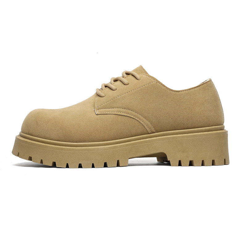 Derby shoes 2026new arrivalspringlow anklebootsmenretroworkwear shoesthick soleincreased breathable suede shoes