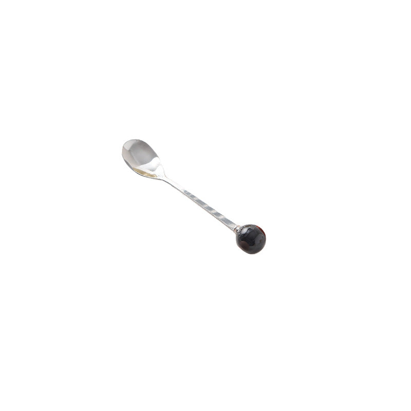 New arrival cream style ceramic fruit fork jar set creative cheese storage jar good-looking ball fruit fork spoon wholesale