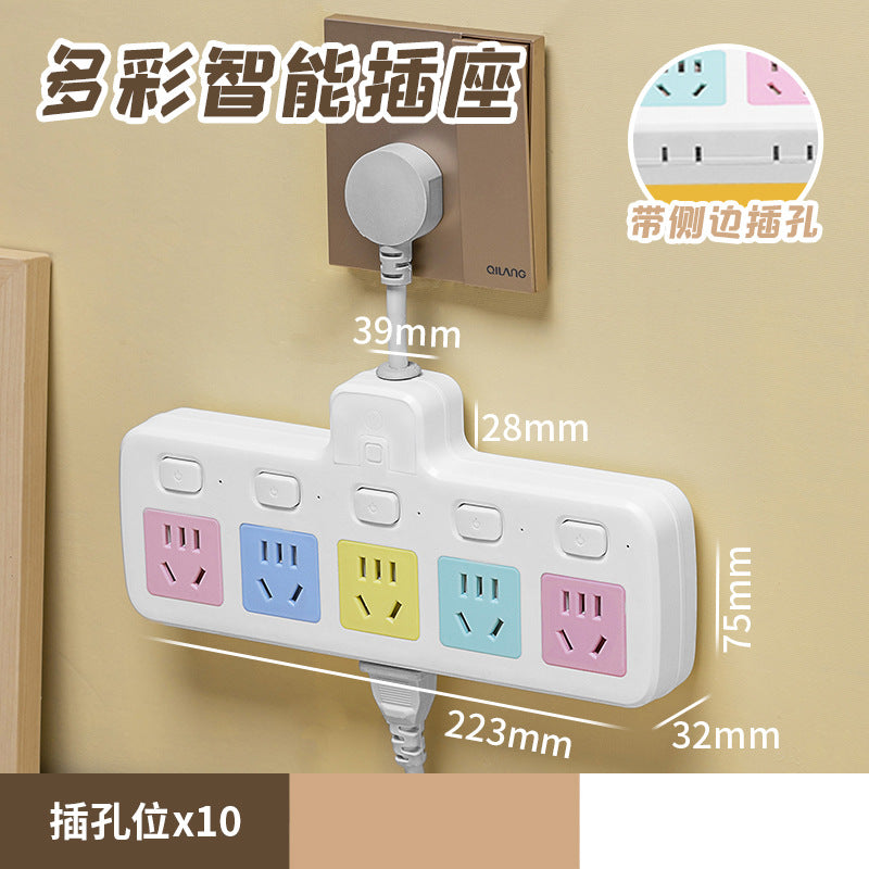 Colorful socket converter multi-function plug conversion for home with usb one to three multi-hole plug-in board