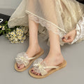 Summer fashioneasiest for matchnew arrivalpure colorcasual one-line sandals women's outwear soft bottom classic ribbon beach slippers