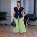 European and american cross-border women's fashion:  summer new arrival - elegant solid color asymmetrical vest top and pleated wide-leg pants set