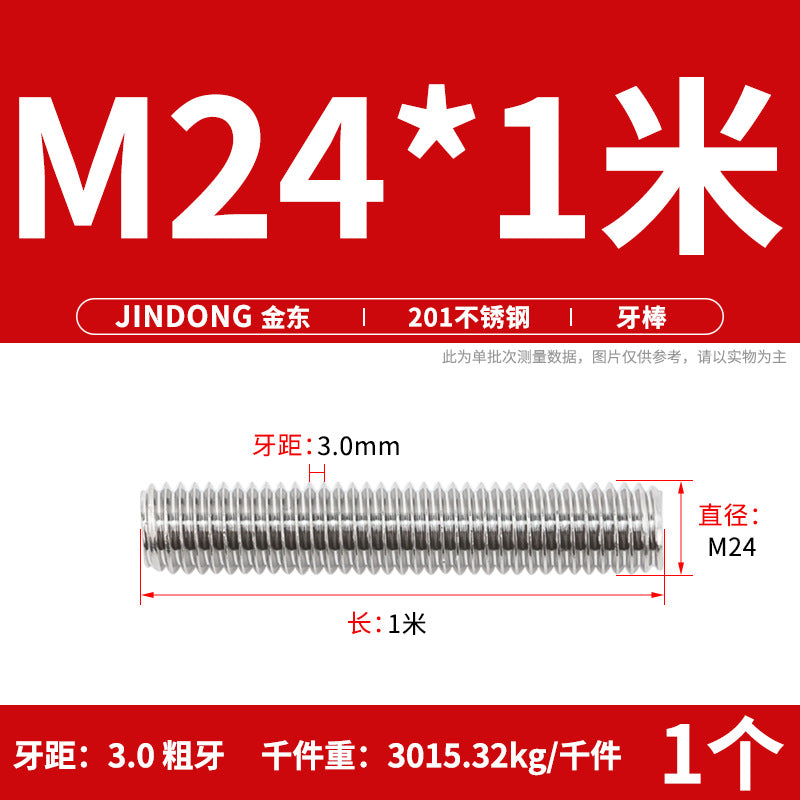 304/316/201/stainless steel 1 meter tooth strip screw full thread through screw stud M3M4M5M6M8M10