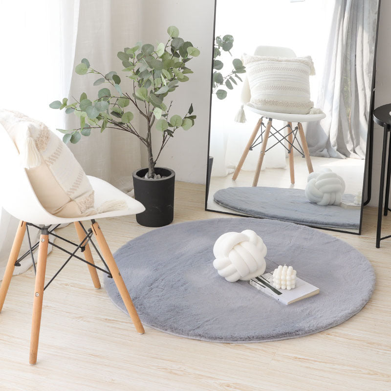 Imitation rabbit fur round carpet cat feeling floor mat hanging basket bedroom white ins bedside living room stuffed round mat