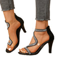 43 cross-border large size rhinestone high-heeled sandals women's european and american 2026 summer new transparent strap foreign trade bag heel sandals