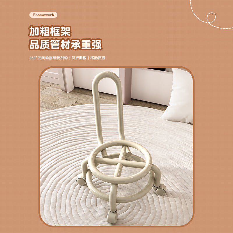 Swivel caster stool, portable shoe-changing stool for doorways, household living room and bedroom rolling stool, low stool with seamless edges, perfect for wiping floors and taking care of kids