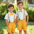 Kids' summer outfit set: boys' short-sleeve white shirt, host/flower boy dress, performance costume, children's clothing