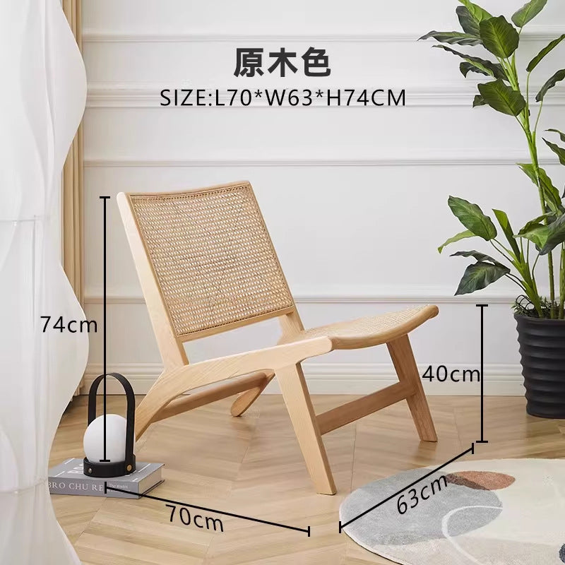 Scandinavian solid wood rope lounge chair single sofa chair b&b hotel lazy chair balcony casual saddle chair reading chair