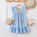 cross-border e-commerce girls' dress with lotus leaf sleeves, embroidered lace, and small pockets - perfect for beach vacations - dropshipping available