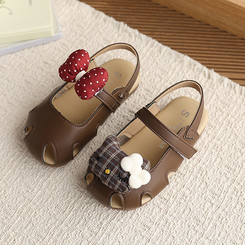 Summer new baby first walker shoes girls bowknot hollow out cool princess shoes cartoon cherry baby girl sandals