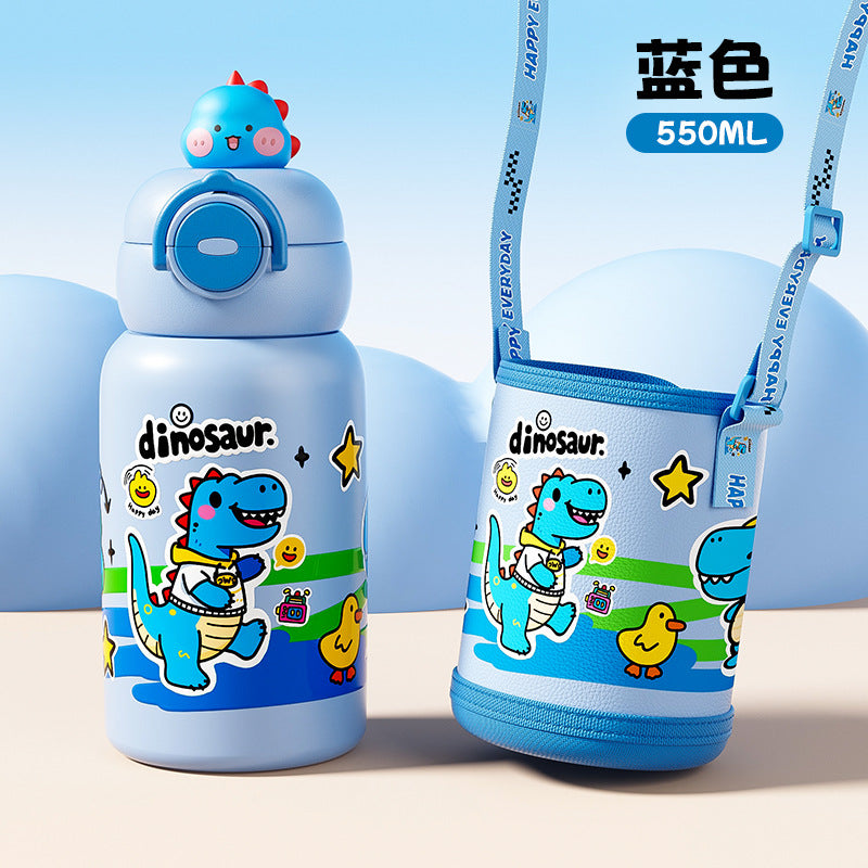 New arrival high-looking cute double drinking cup 316 stainless steel cartoon doll thermos cup portable water cup with carrying rope